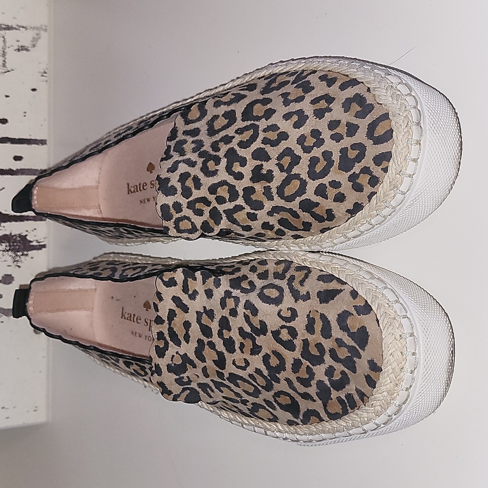 Kate Spade Loren scalloped slip on shoes, leopard print,  sz7/ Eu 37.5
